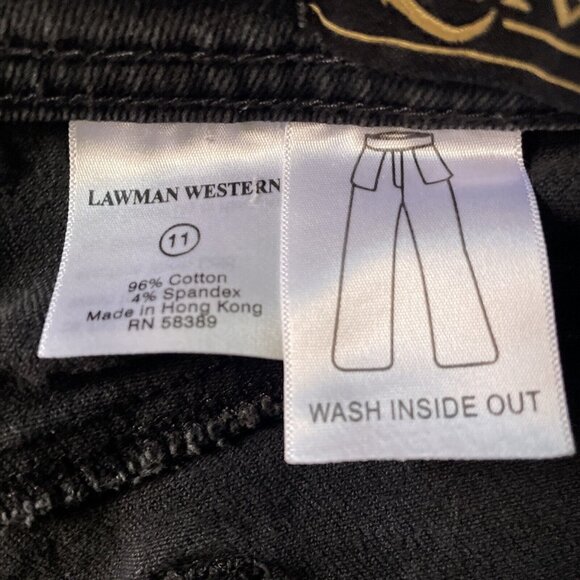 Lawman Western Womens Black Jeans Turquoise Rhinestone Rockabilly Accents Sz 11 - Picture 5 of 13